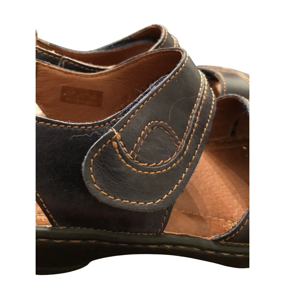 Josef Seibel Navy Leather Sandals With Adjustable Straps & Stitch no Detail Size - Picture 3 of 11